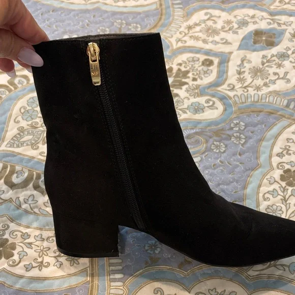Marc Fisher Faux Black Suede Pointed-Toe Ankle Booties - Picture 4 of 8